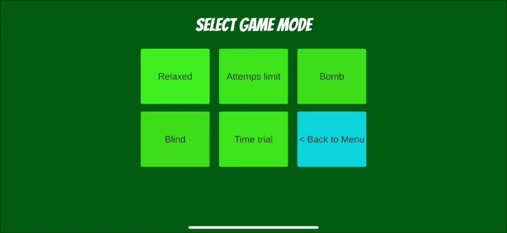 Menú de modos de Memo2Match