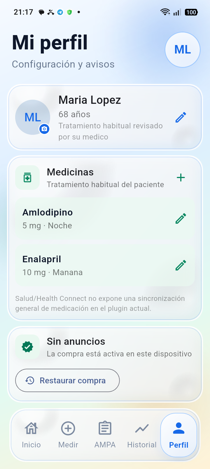 Gestión de perfiles en Mi Tensión